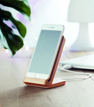 Logo trade advertising products image of: Bamboo wireless charge stand 5W WIRESTAND