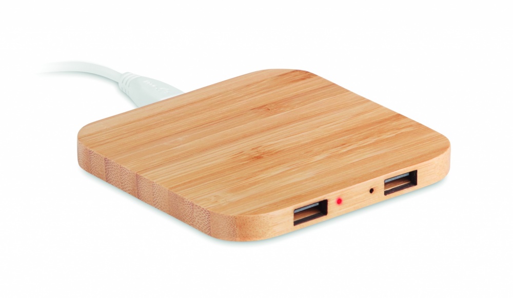 Logo trade business gifts image of: Bamboo wireless charge pad 5W