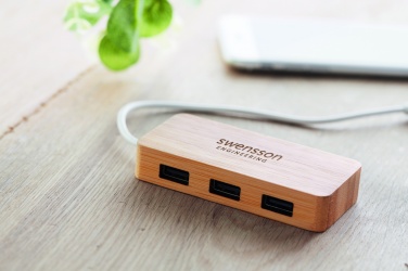 Logotrade promotional product image of: Bamboo USB 3 ports hub