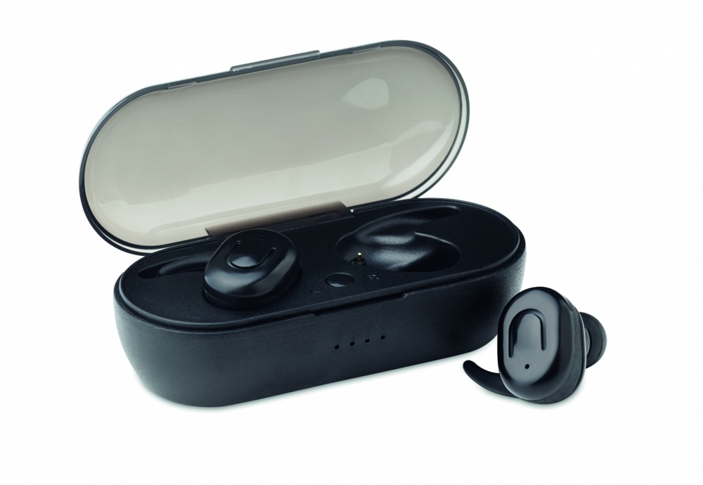 Logo trade corporate gifts image of: TWS earbuds with charging box