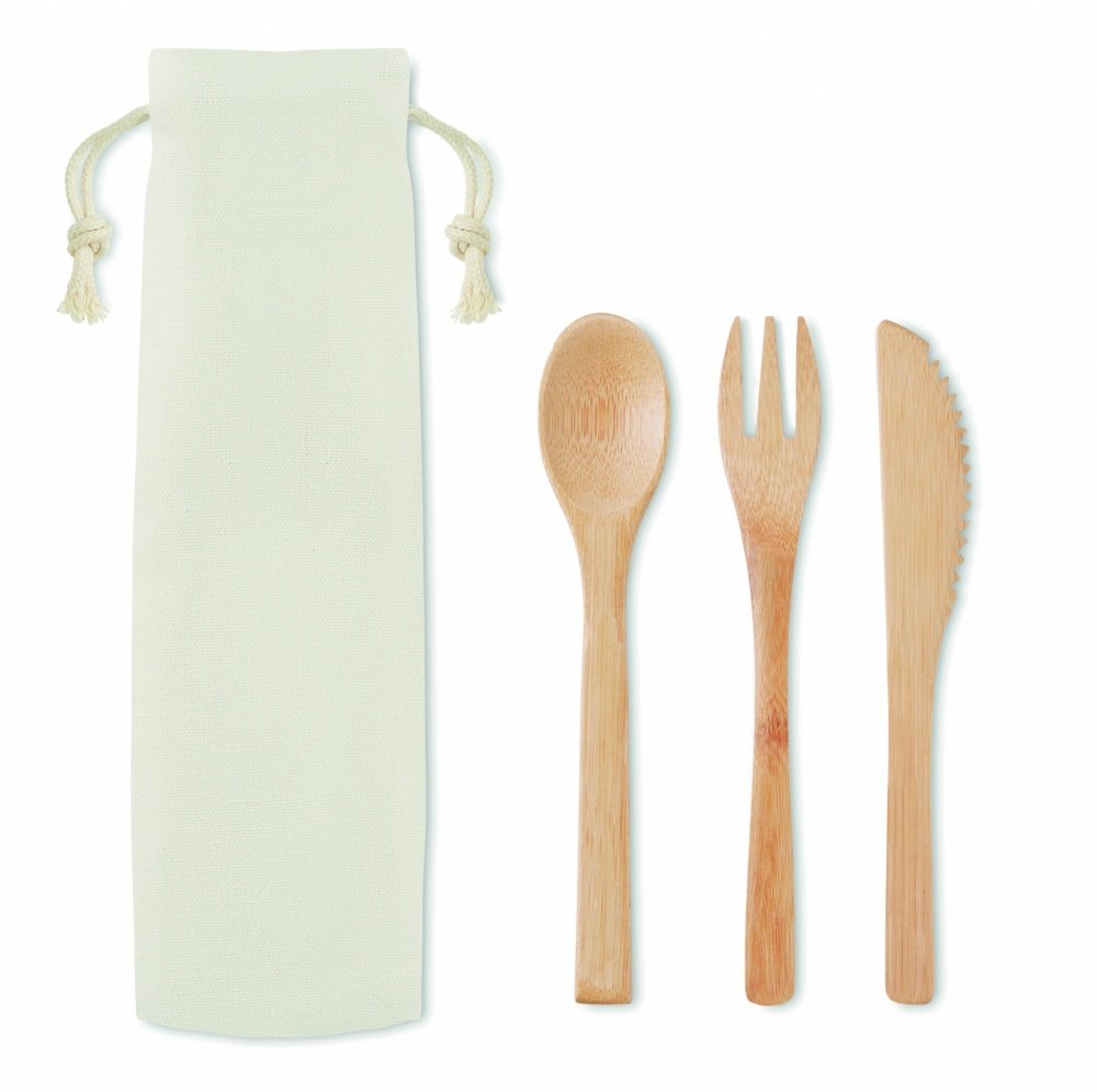 Logo trade corporate gifts image of: Bamboo cutlery set