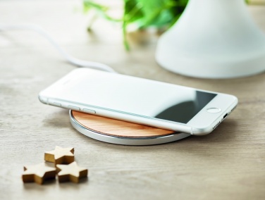 Logo trade promotional gift photo of: Bamboo wireless charger 10W DESPAD