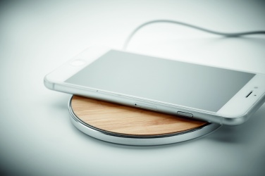 Logo trade business gifts image of: Bamboo wireless charger 10W DESPAD
