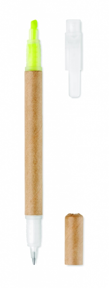 Logotrade promotional gift picture of: 2 in 1 carton pen highlighter
