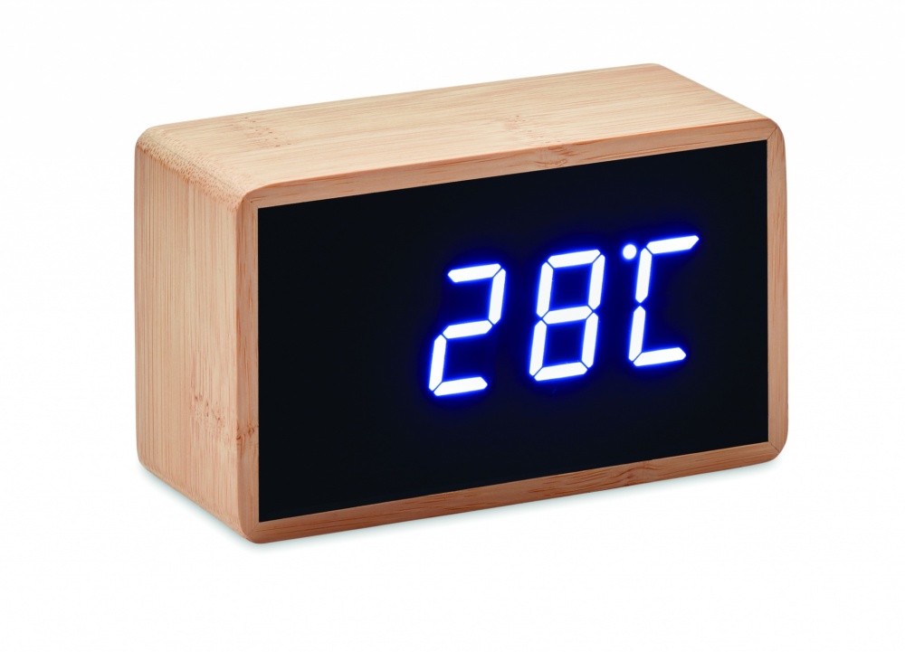 Logotrade promotional merchandise image of: LED alarm clock bamboo casing Düsseldorf