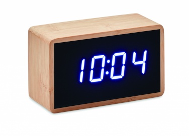 Logo trade promotional giveaways image of: LED alarm clock bamboo casing Düsseldorf