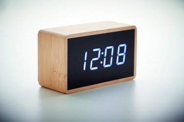 Logotrade promotional gift image of: LED alarm clock bamboo casing Düsseldorf