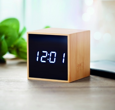 Logotrade business gift image of: LED alarm clock bamboo casing Dortmund