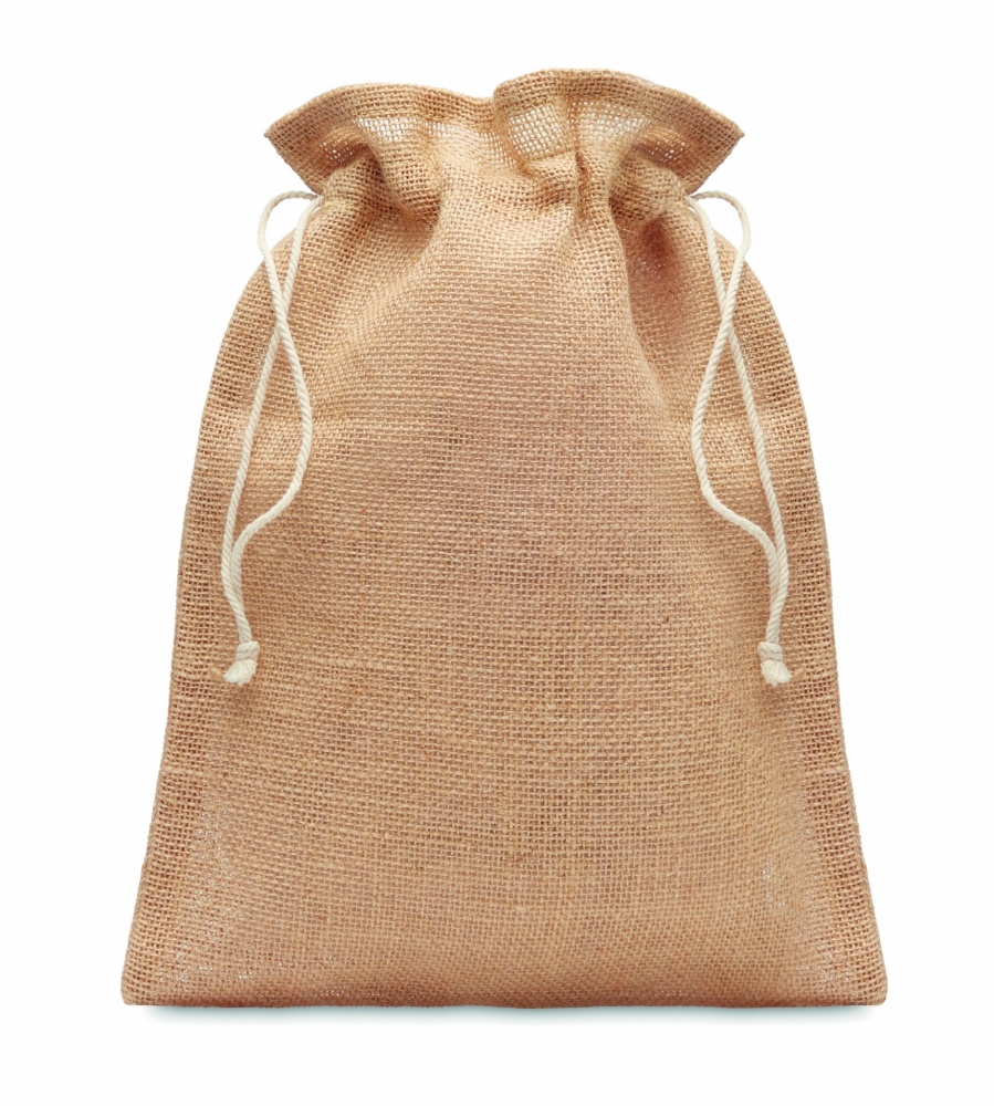 Logo trade advertising products image of: Small jute gift bag 14 x 22 cm