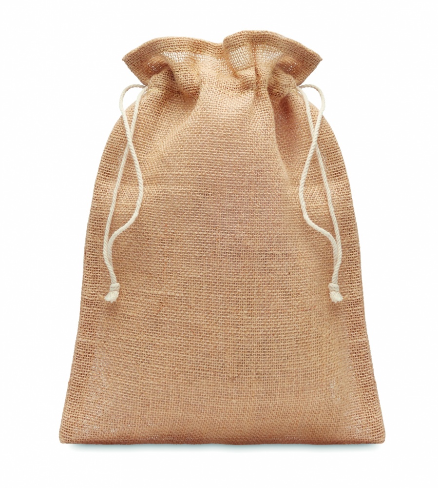 Logo trade promotional giveaways image of: Medium jute gift bag 25 x 32cm