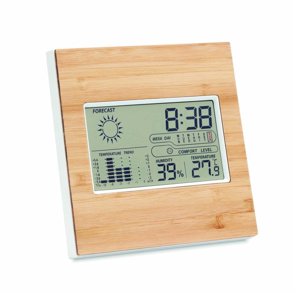 Logotrade promotional gifts photo of: Weather station bamboo front TURKU