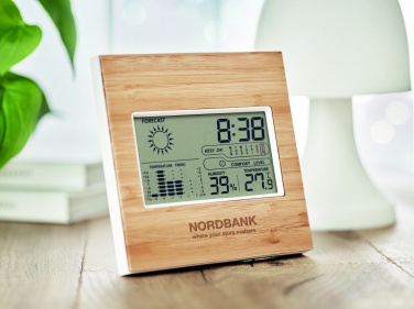 Logo trade advertising products image of: Weather station bamboo front TURKU
