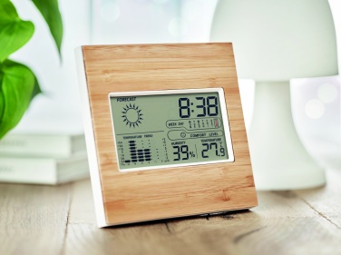 Logo trade advertising products picture of: Weather station bamboo front TURKU