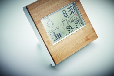 Logo trade promotional products image of: Weather station bamboo front TURKU