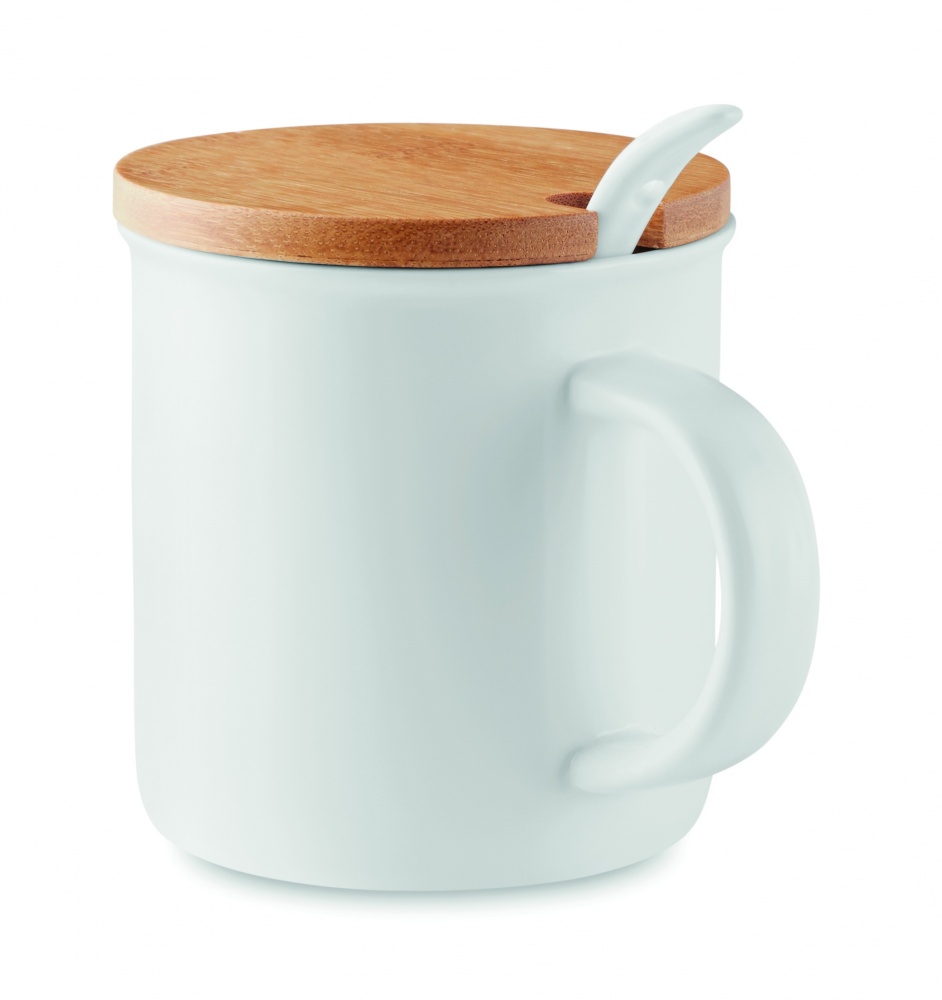 Logo trade advertising product photo of: Porcelain mug with spoon