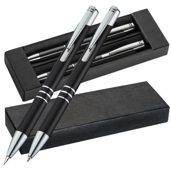 Logo trade promotional gifts image of: Metal writing set CLAREMONT