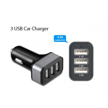 Logo trade promotional giveaways picture of: Car Charger with 3 USB ports