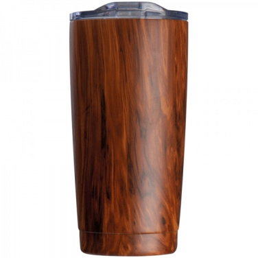 Logo trade corporate gifts image of: Stainless steel mug with wooden look COSTA RICA 550 ml