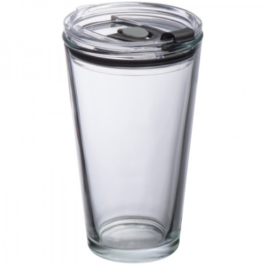 Logotrade corporate gift picture of: Glass mug with lid WATTENSCHEID 400 ml