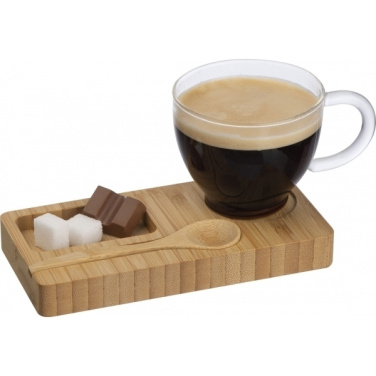Logotrade promotional product picture of: Tray with cup and spoon FORMOSA 150 ml