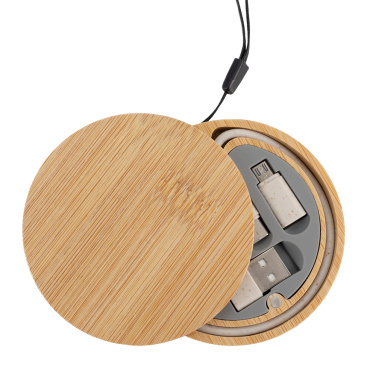 Logo trade promotional giveaway photo of: 4in1 cable in wooden case, LH-ZM01