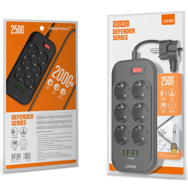 Logotrade promotional merchandise image of: Power strip with USB ports