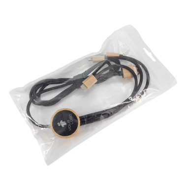 Logotrade promotional merchandise picture of: 3-in-1 cable with elighted logo in a wooden casing, LH-ZMU06