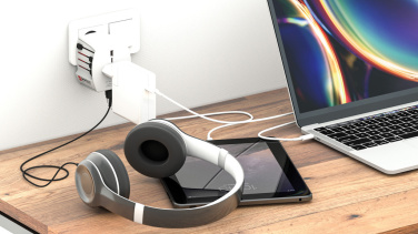 Logo trade promotional items image of: SKROSS World Travel Adapter MUV 2-pole with USB A and C