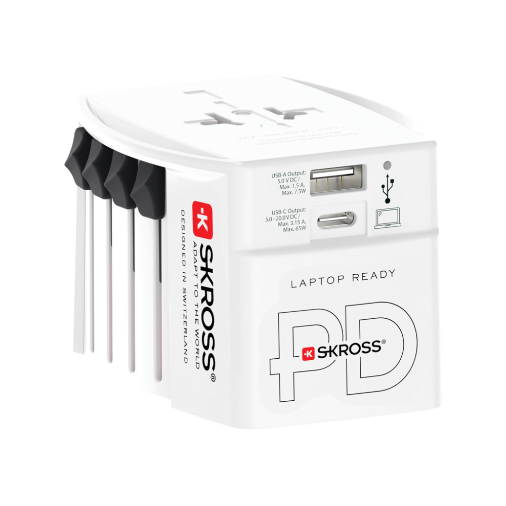 Logotrade promotional gift image of: SKROSS World Travel Adapter MUV 65W PD with USB C Cable