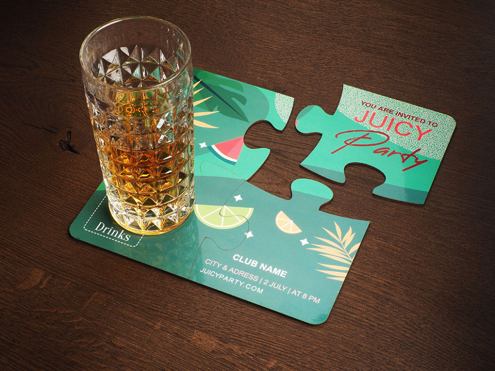 Logo trade advertising products picture of: Set of 4 PUZZLE glass coasters 1835117