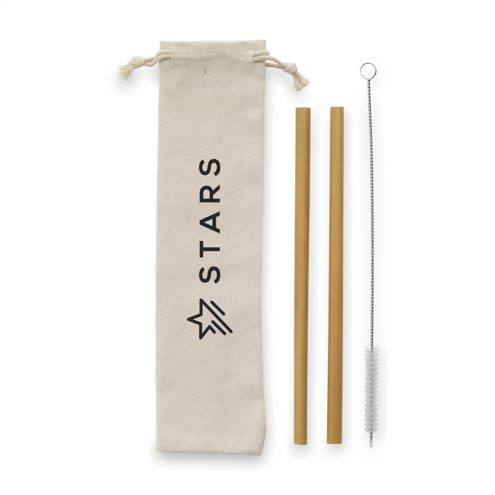 Logo trade promotional gift photo of: ECO Bamboe Straw Set bamboo straws