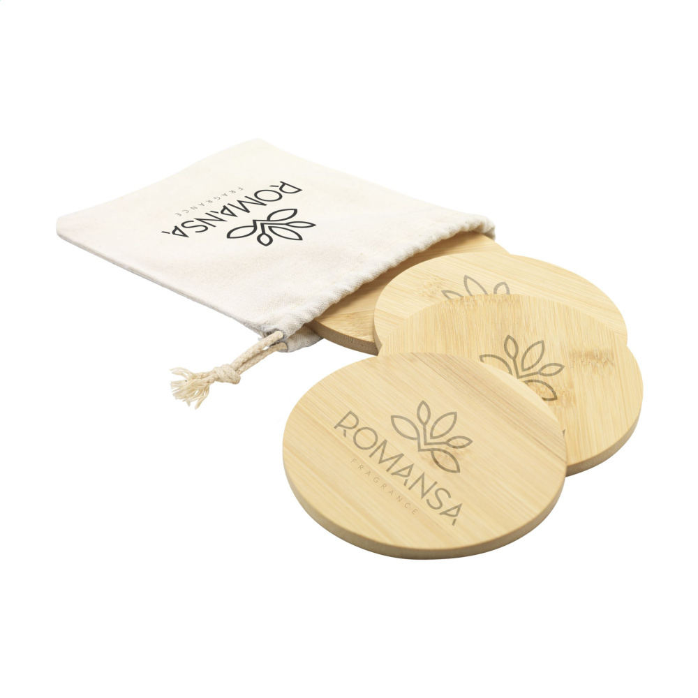 Logo trade promotional merchandise image of: Bamboo Coaster Set