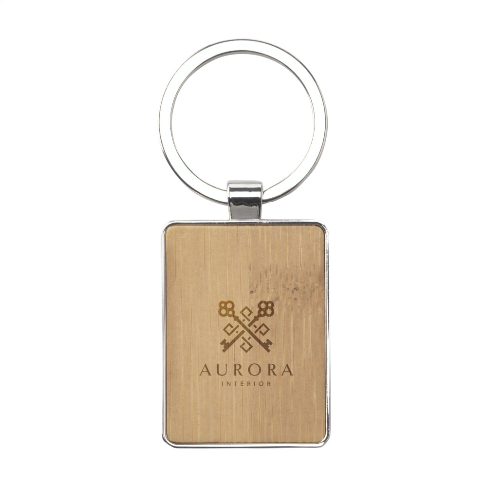 Logotrade promotional item picture of: Bamboo Key Rectangle keyring