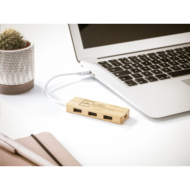Logo trade promotional products image of: Bamboo USB Hub