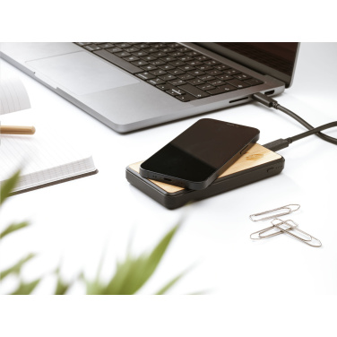 Logotrade promotional item image of: Boru Bamboo RCS Recycled ABS Powerbank Wireless Charger