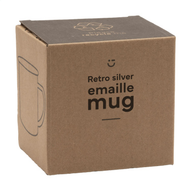 Logo trade promotional giveaways image of: Retro Silver Enamel Mug 350 ml