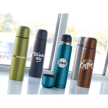 Logo trade promotional items image of: Frosted Bottle RCS Recycled Steel 500 ml thermo bottle