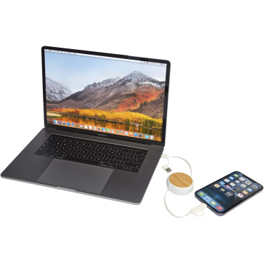 Logo trade corporate gifts picture of: Chechia 5-in-1 recycled plastic 100 cm retractable data sync and 45W fast charge cable