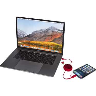 Logo trade corporate gifts image of: Alasia 5-in-1 100 cm recycled plastic and aluminium retractable data sync and 45W fast charge cable