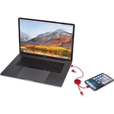 Logo trade promotional merchandise picture of: Alasia 5-in-1 recycled aluminium and plastic 30 cm data sync and 27W fast charge cable