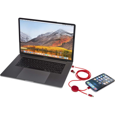 Logo trade corporate gifts picture of: Alasia 5-in-1 recycled aluminium and plastic 150 cm data sync and 27W fast charge cable