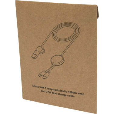 Logo trade promotional merchandise photo of: Citala 5-in-1 recycled plastic 150 cm data sync and 27W fast charge cable