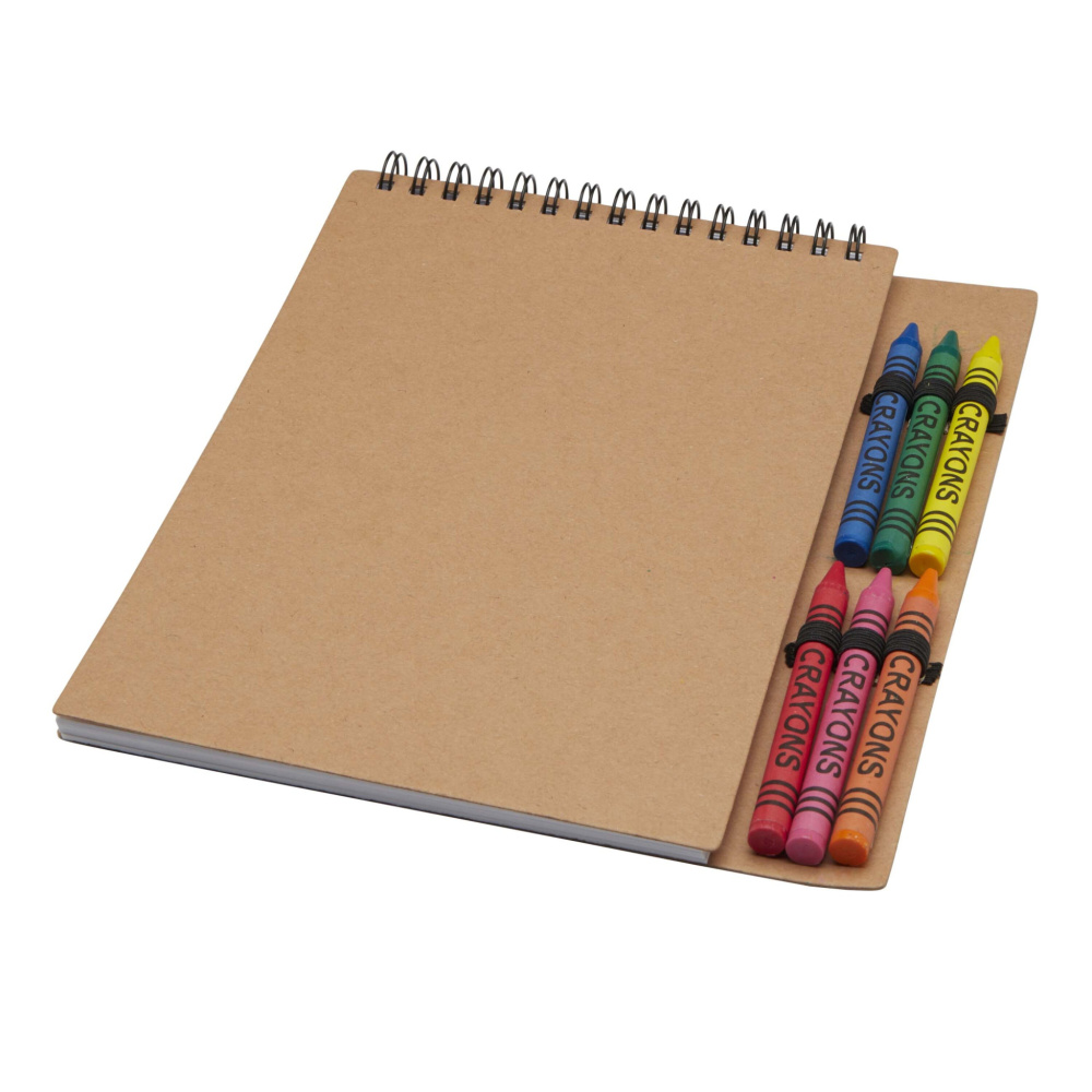 Logo trade advertising products picture of: Doodle A5 spiral soft cover notebook and crayon set
