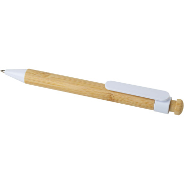 Logo trade promotional merchandise picture of: Rattan bamboo and recycled plastic ballpoint pen (black ink)