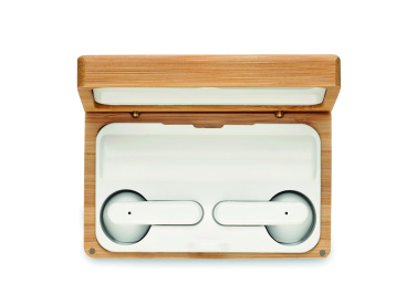 Logotrade corporate gift image of: TWS earbuds in bamboo case