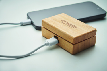 Logotrade promotional gift picture of: TWS earbuds in bamboo case