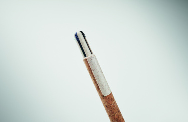 Logo trade promotional products image of: Cork 4-colour ink ball pen