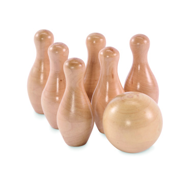Logo trade promotional giveaways picture of: Mini pine wood bowling set