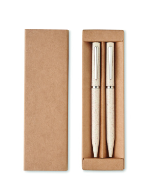 Logotrade promotional giveaway image of: Wheat straw/ABS twist pen set