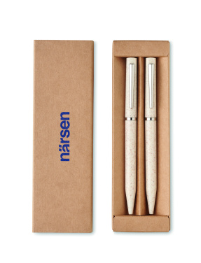 Logotrade promotional gift image of: Wheat straw/ABS twist pen set